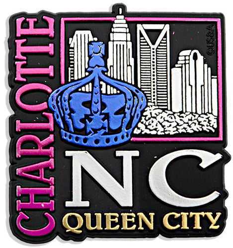 Rubber Magnet Large Charlotte Metallic Square