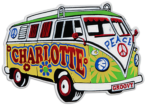 Magnet Large Rubber Charlotte Hippie Bus