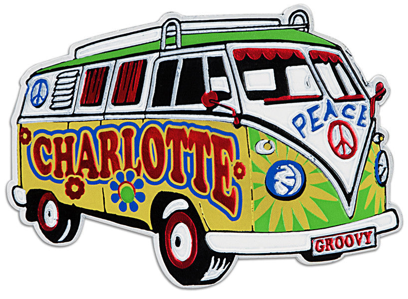 Magnet Large Rubber Charlotte Hippie Bus