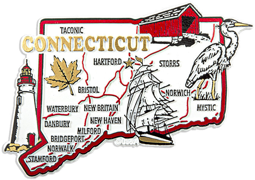 Rubber Magnet Large Connecticut Map
