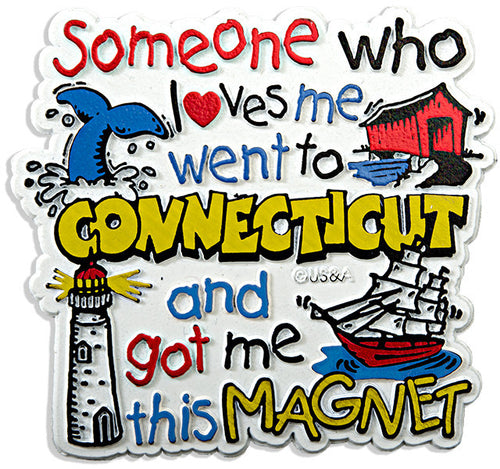 Rubber Magnet Large Connecticut Someone Loves Me