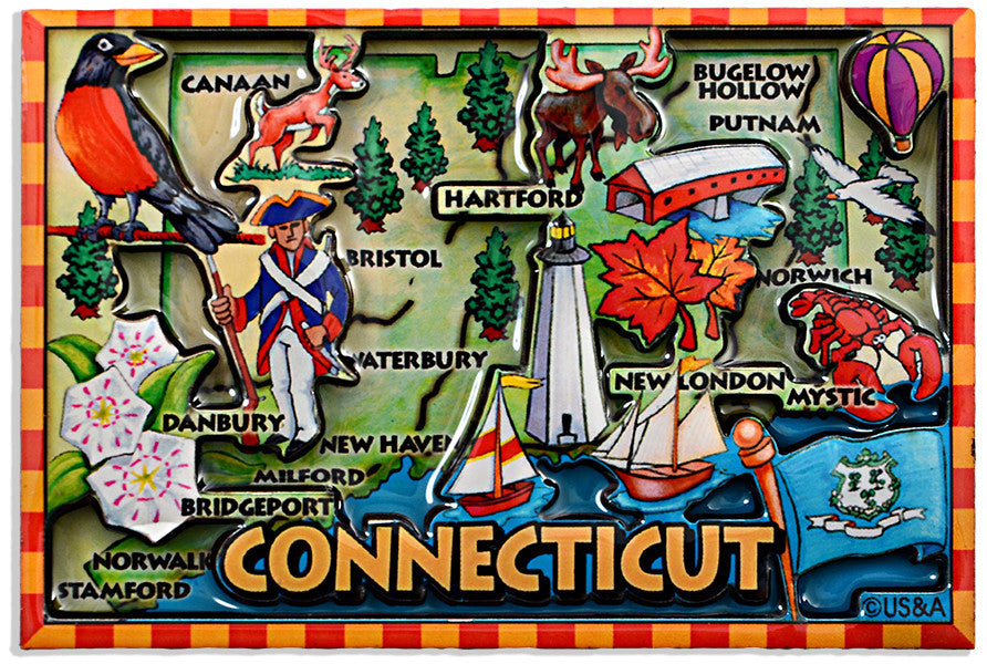 Magnet Dual Level Epoxy Connecticut Map