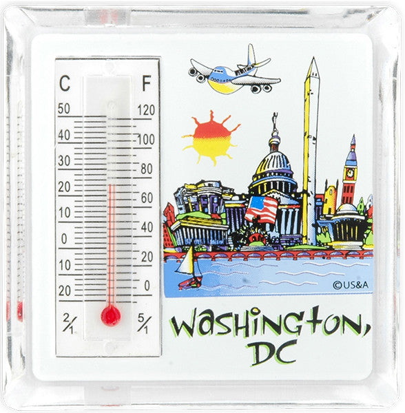 Thermometer Magnet Lucite DC Cityscape