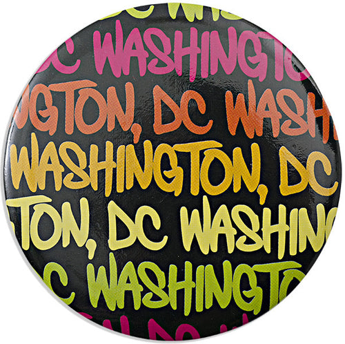 Magnet Round Washington DC Black Rainbow