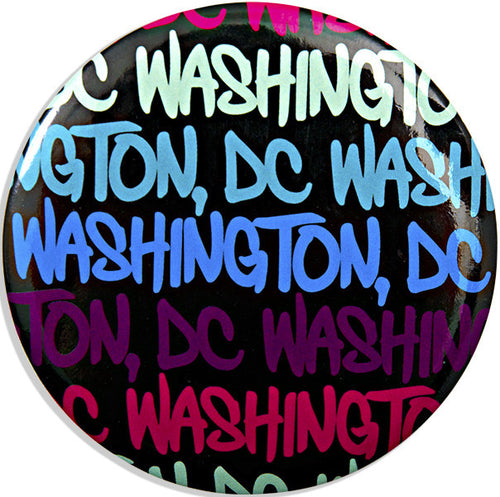 Magnet Round Washington DC Black Blue Purple