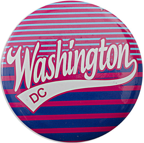 Magnet Round Washington DC Script Pink Purple