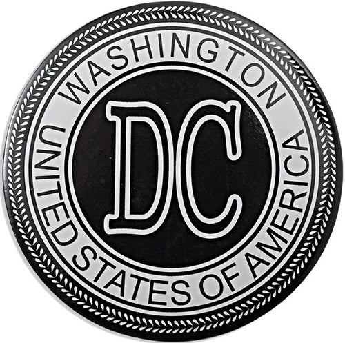 Magnet Round Washington DC Stamp Black