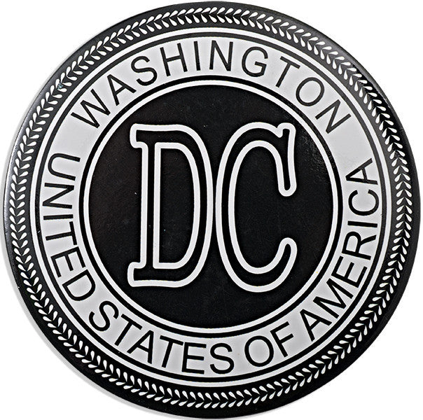 Magnet Round Washington DC Stamp Black