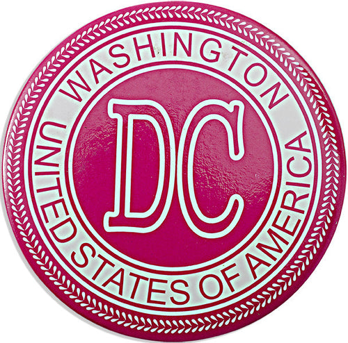 Magnet Round Washington DC Stamp Pink