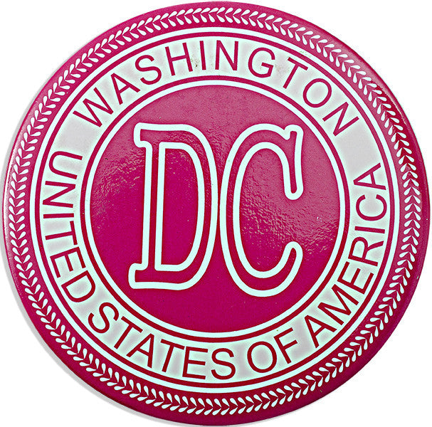 Magnet Round Washington DC Stamp Pink