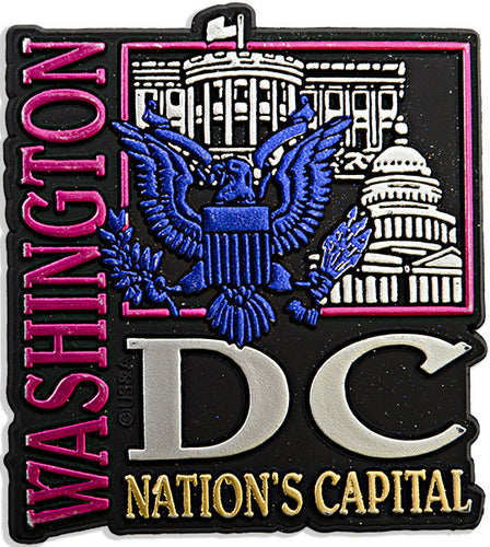 Rubber Magnet Large Washington DC Metallic Square