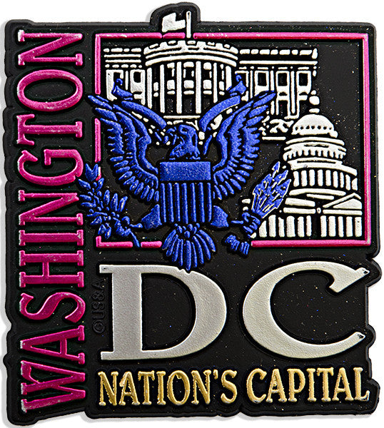 Rubber Magnet Large Washington DC Metallic Square