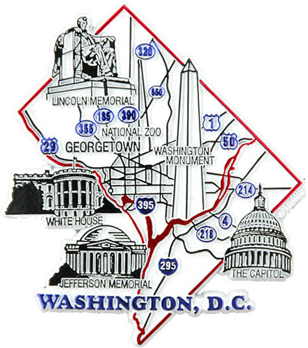 Rubber Magnet Large Washington DC Map