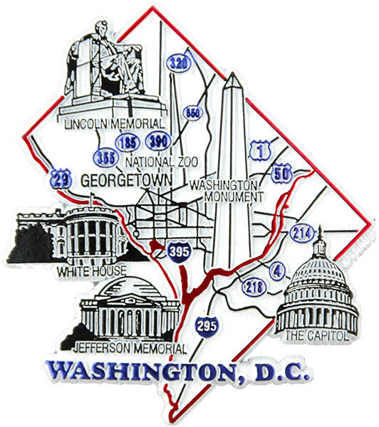 Rubber Magnet Large Washington DC Map
