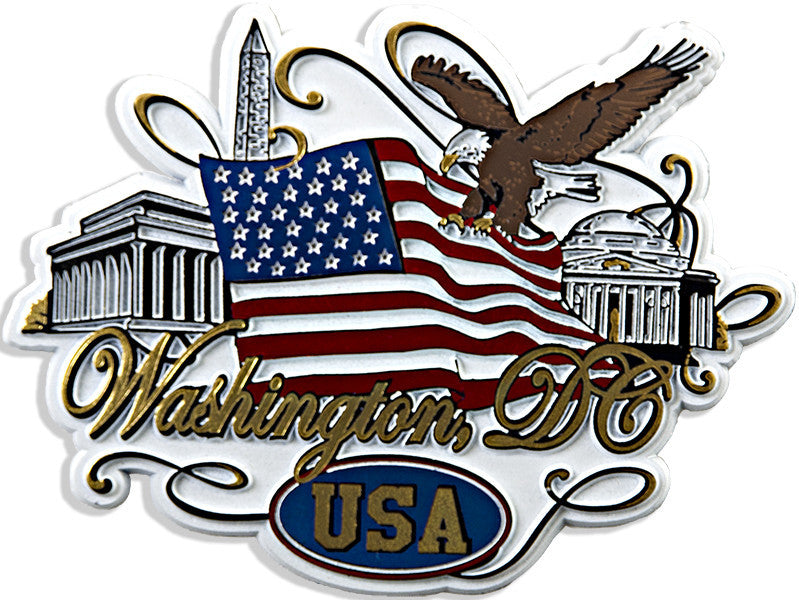 Rubber Magnet Large Washington DC Flag with Scrolling