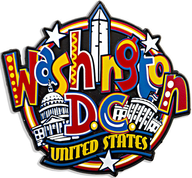 Rubber Magnet Large Washington DC Neon Circle