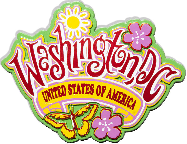 Rubber Magnet Large Washington DC Hippie Flowers