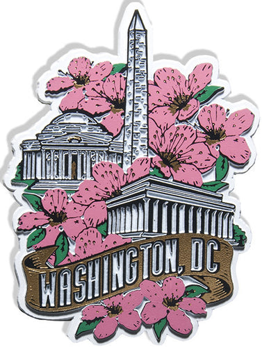 Rubber Magnet Large Washington DC Cherry Monuments