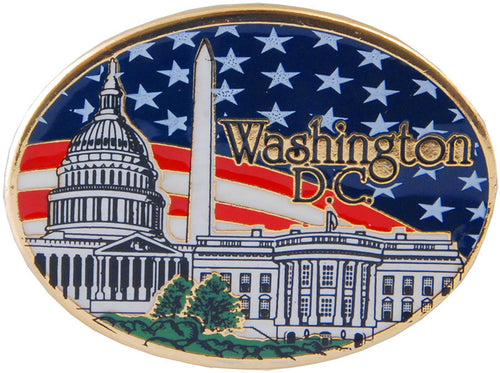 Magnet Colorfilled Oval Washington DC Monuments Flag