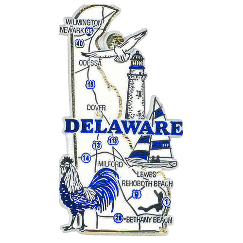 Rubber Magnet Large Delaware Road Map