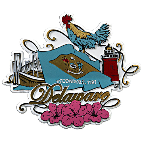 Rubber Magnet Large Delaware Flag with Scrolling