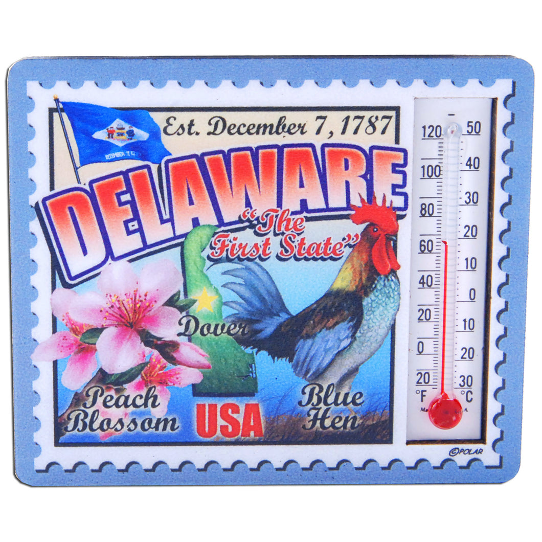 Magnet Wood Thermometer Delaware Stamp