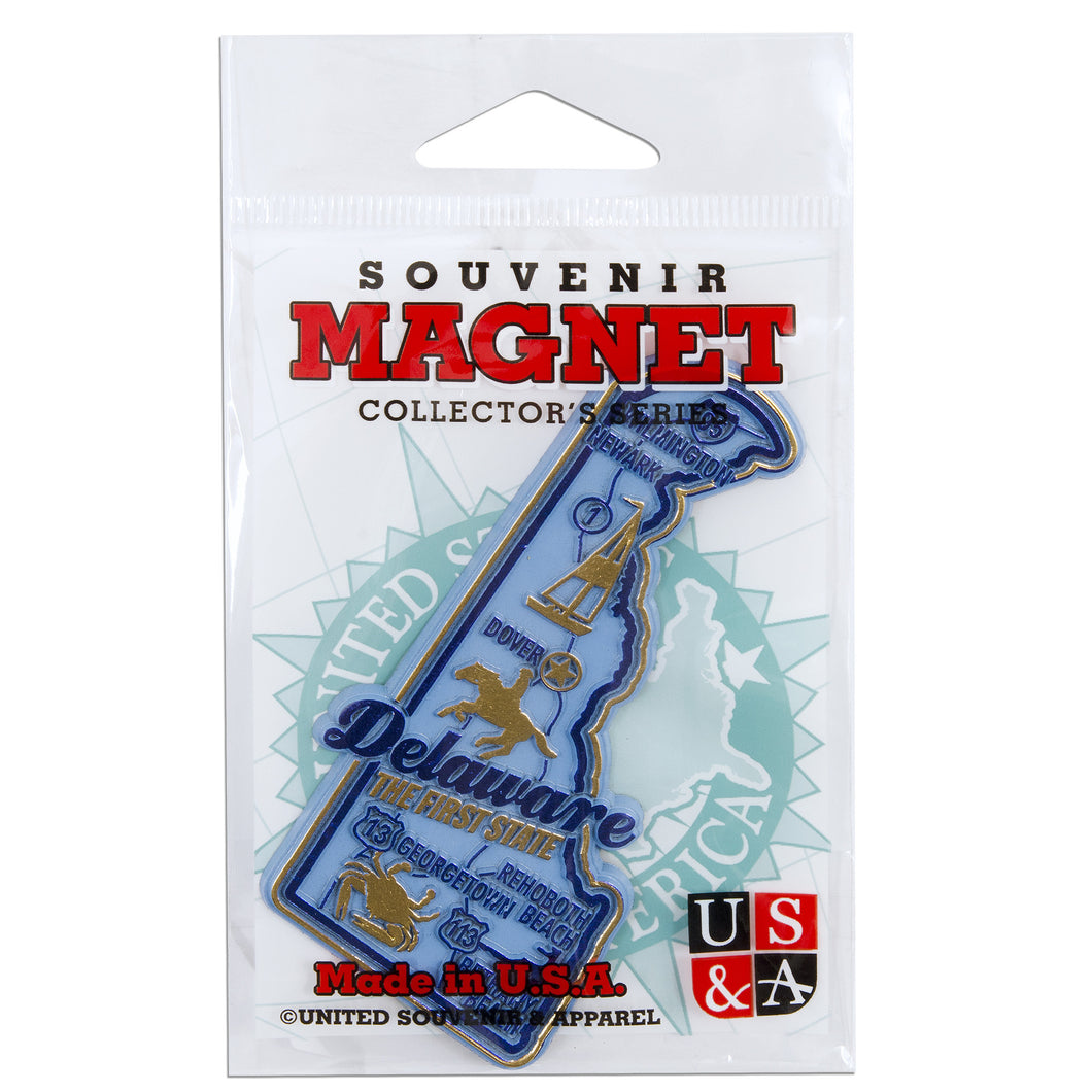 MGDE98 Magnet 3 Color Map with Cities Delaware