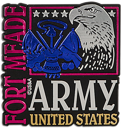 Magnet Large Rubber Fort Meade Metallic Square