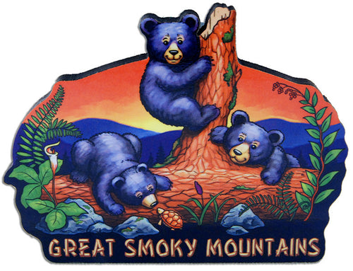Magnet Large Artwood Great Smoky Mountains Bear Cubs