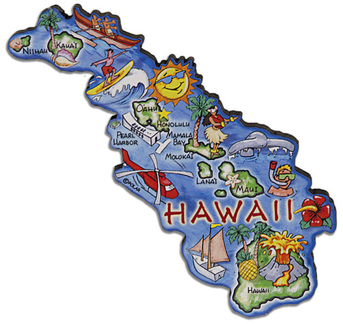 Magnet Large Artwood Hawaii Map