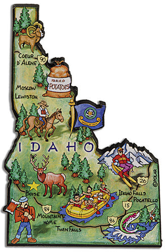 Magnet Large Artwood Idaho Map