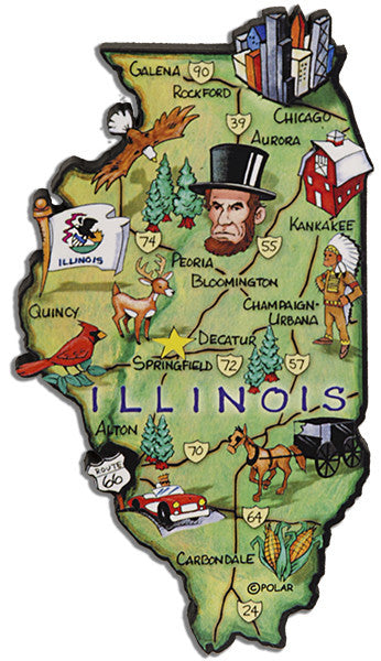Magnet Large Artwood Illinois Map