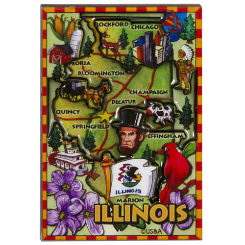 MGIL88 Magnet / Dual Level Epoxy - Illinois Map