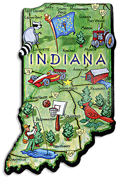 Magnet Large Artwood Indiana Map
