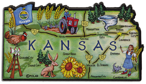 Magnet Large Artwood Kansas Map