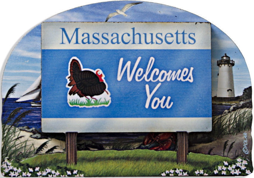 Magnet Wood Welcome Sign Massachusetts