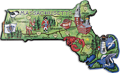 Magnet Large Artwood Massachusetts Map
