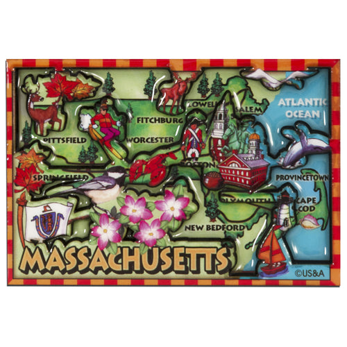 Magnet - Dual Level Epoxy - Massachusetts Map