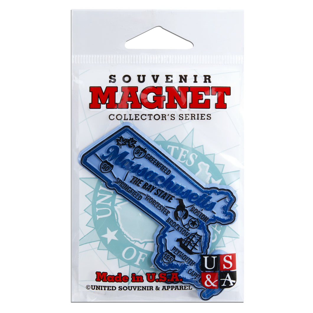 MGMA98 Magnet 3 Color Map Massachusetts with Cities