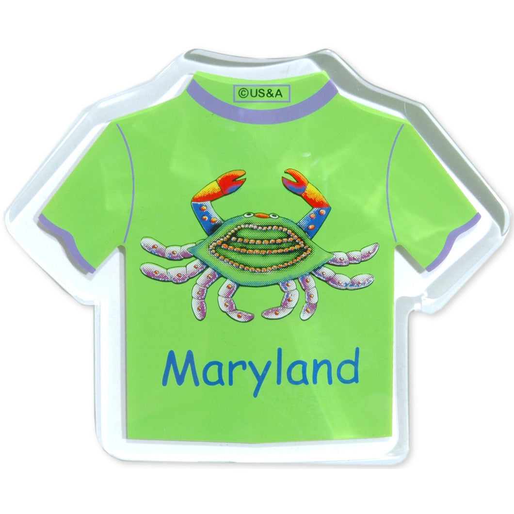 Magnet Lucite T-Shirt Crab Maryland