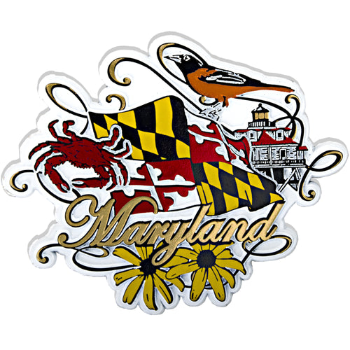 Rubber Magnet Large Maryland Flag with Scrolling