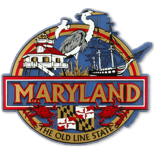 Rubber Magnet Large Maryland Symbols Foil