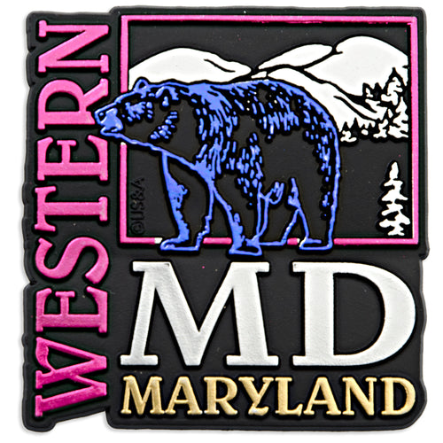 Rubber Magnet Large Western MD Metallic Square