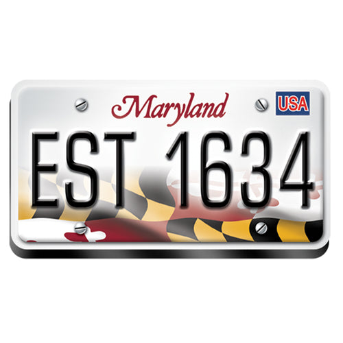 Magnet - Wood License Plate - Maryland Est 1634