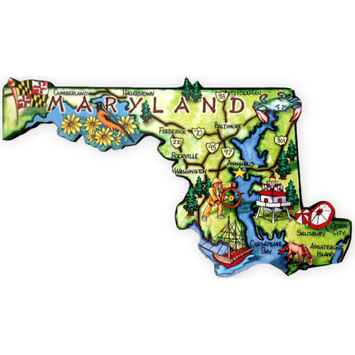 Magnet Large Artwood Maryland Map