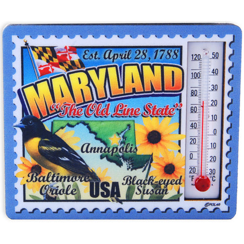Magnet Wood Thermometer Maryland Stamp