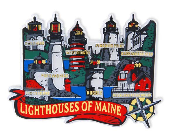 Rubber Magnet Large Lighthouses of Maine