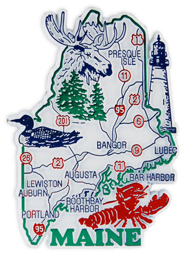 Rubber Magnet Large Maine Map Collage