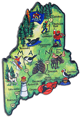 Magnet Large Artwood Maine Map