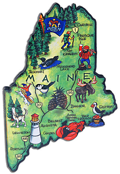 Magnet Large Artwood Maine Map